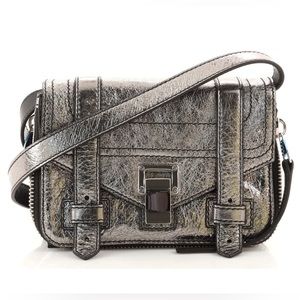 Proenza Schouler Mini PS1 Metallic silver Leather Crossbody Bag